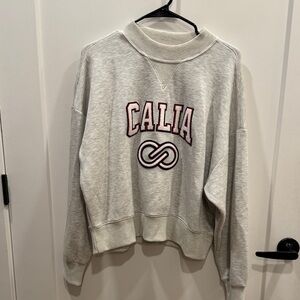 CALIA by Carrie Underwood Light Gray Logo Sweatshirt with Red Trim